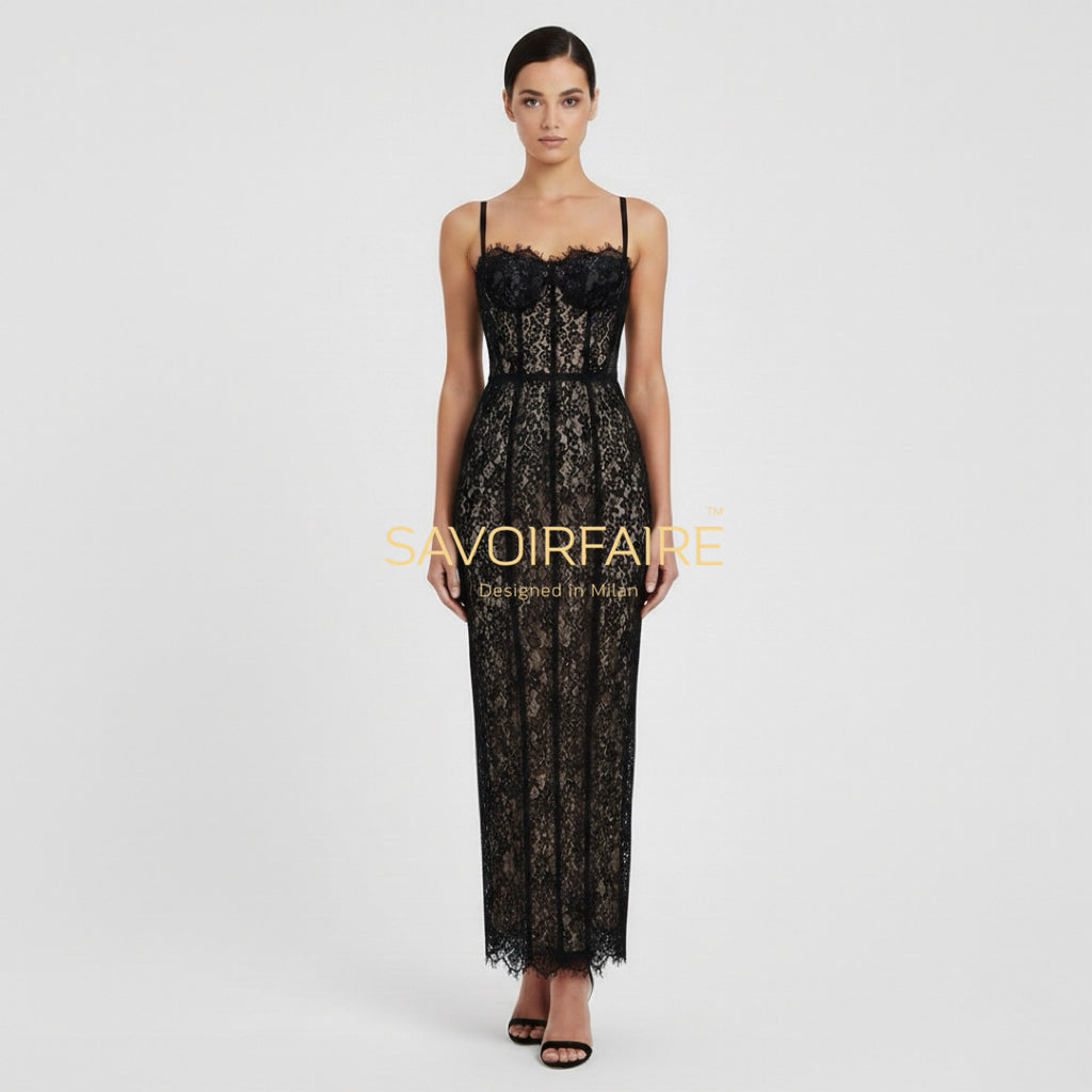 Vestito Pizzo Nero Imperiale